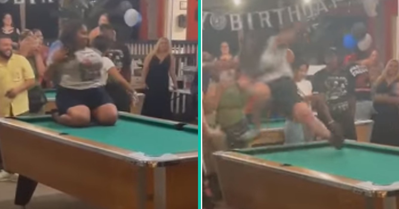 Dans van vrouw op pooltafel gaat faliekant mis
