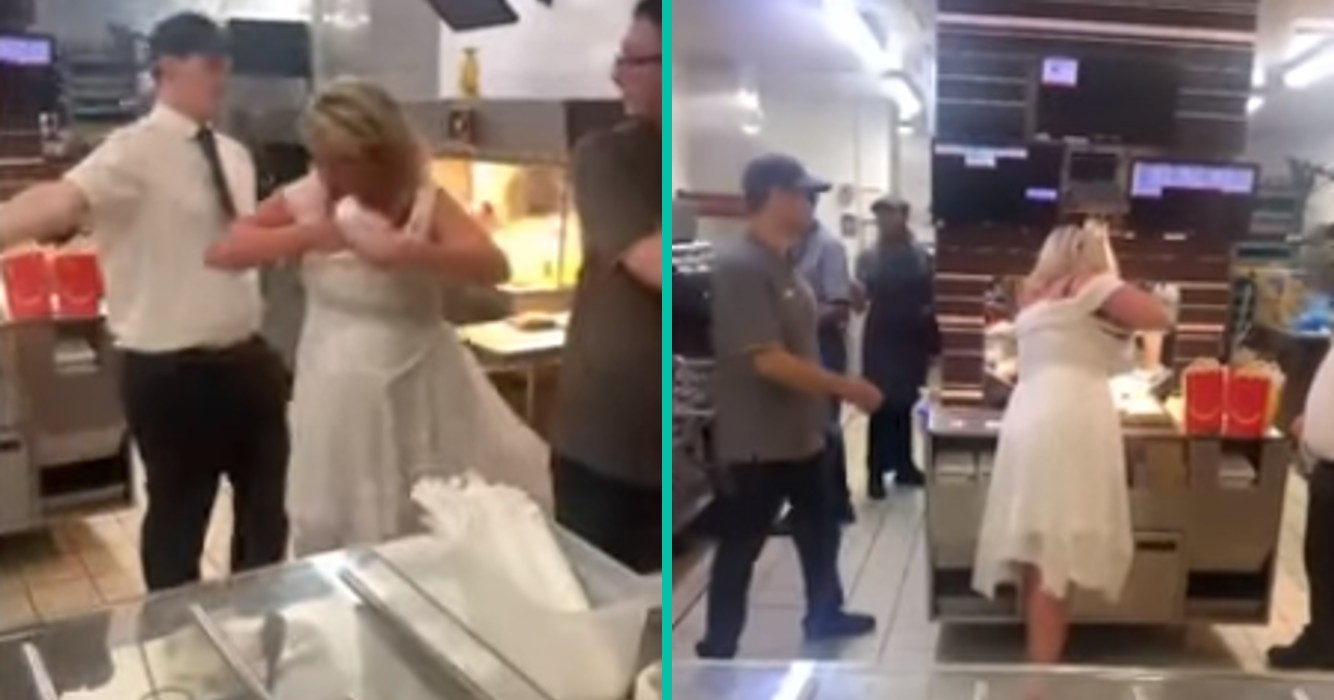 Vrouw stormt McDonald's binnen en propt hamburgers in haar bh