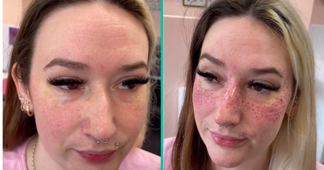 Tatoeëerder pronkt met sproeten die ze heeft getatoeëerd op klant die hiervoor 900 mijl gereisd heeft