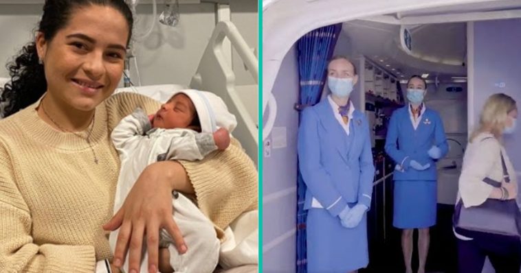 Vrouw die niet wist dat ze zwanger was, bevalt van baby in KLM-vlucht!