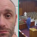 Schuldige beklaagde loopt nonchalant de rechtszaal uit terwijl niemand het door heeft!