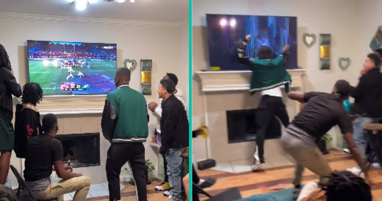 Woedende fan slaat enorme tv kapot nadat zijn favoriete team verliest bij de Super Bowl!