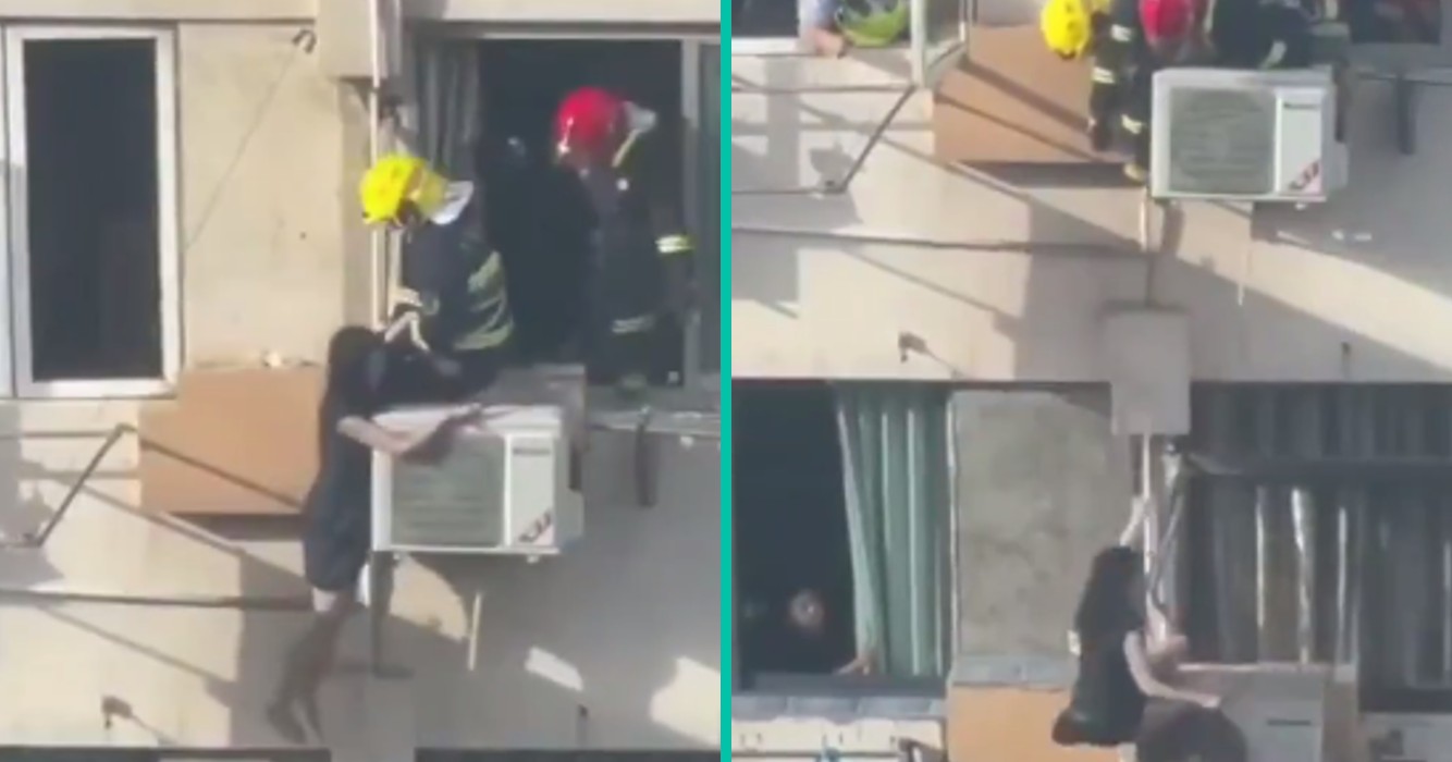 Actie om vrouw op hoogte te redden gaat helemaal mis!
