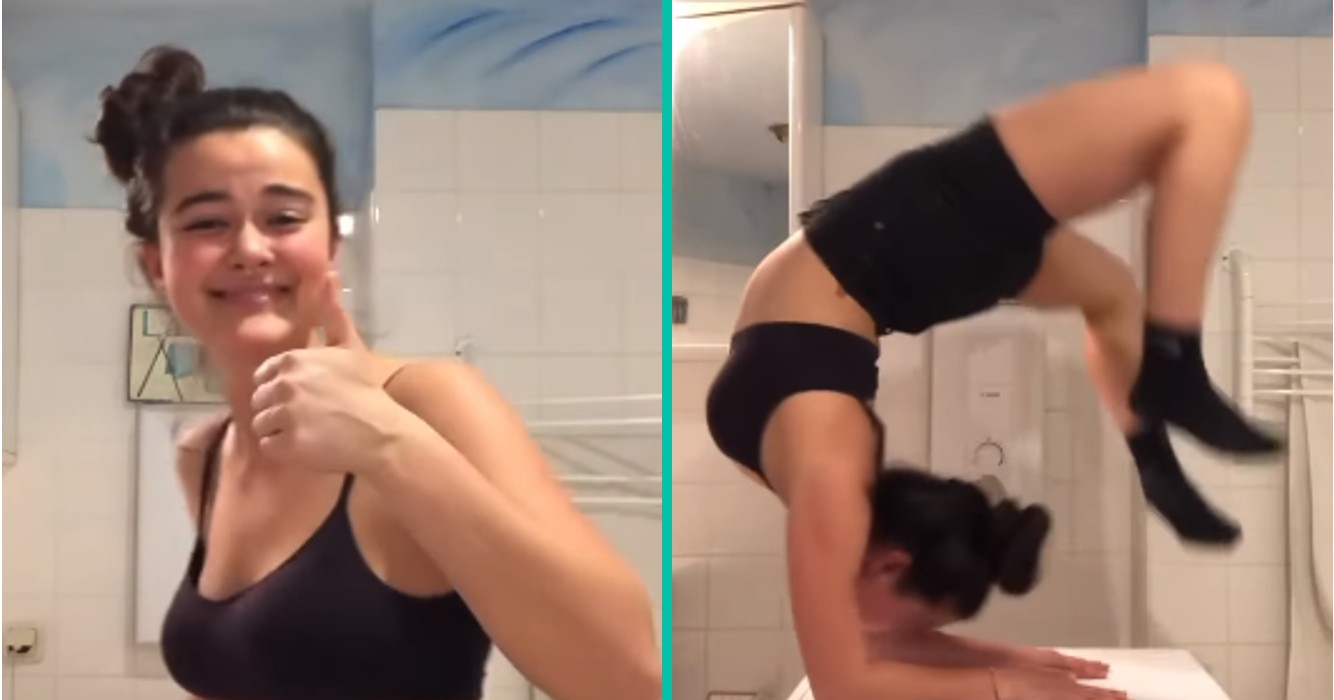 Lenige dame die haar vaardigheden wil tonen krijgt er spijt van!