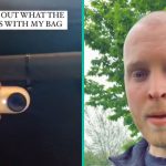 Man die benieuwd is naar wat er gebeurt met zijn bagage op de luchthaven, bevestigd een camera aan zijn koffer!