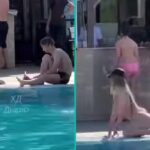 Vrouw in bikini veroorzaakt ophef als ze ‘sexy’ dansje doet bij zwembadrand